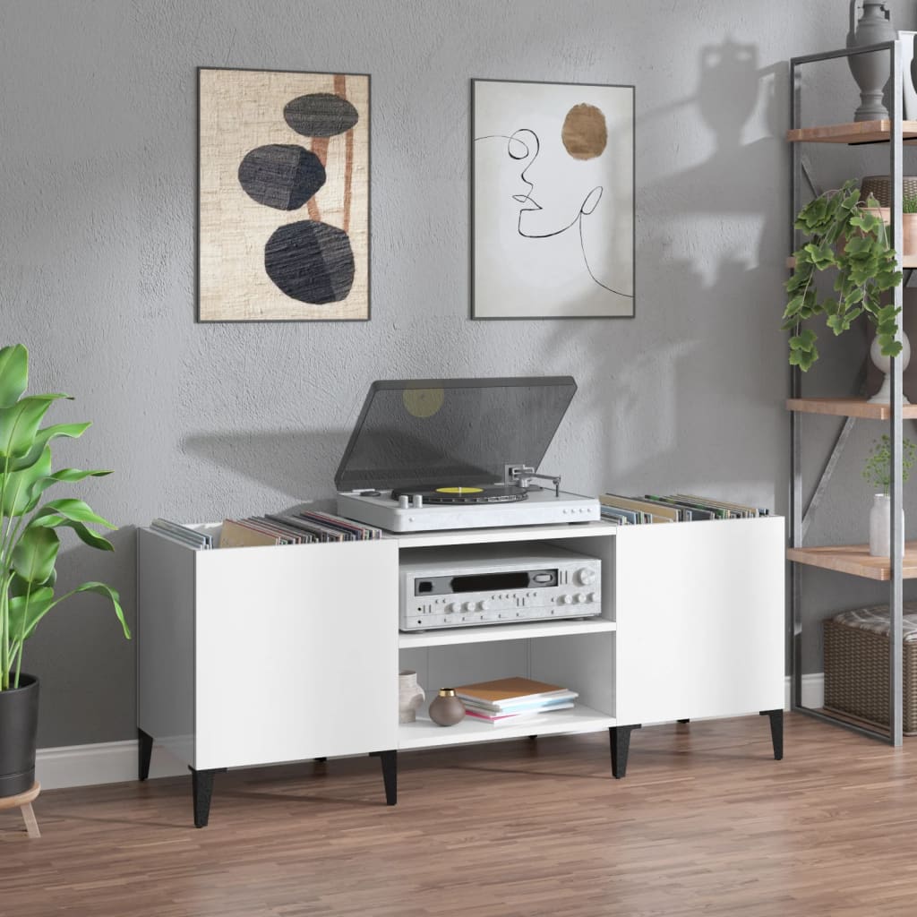 vidaXL Skrinka na platne lesklá biela 121x38x48 cm kompozitné drevo