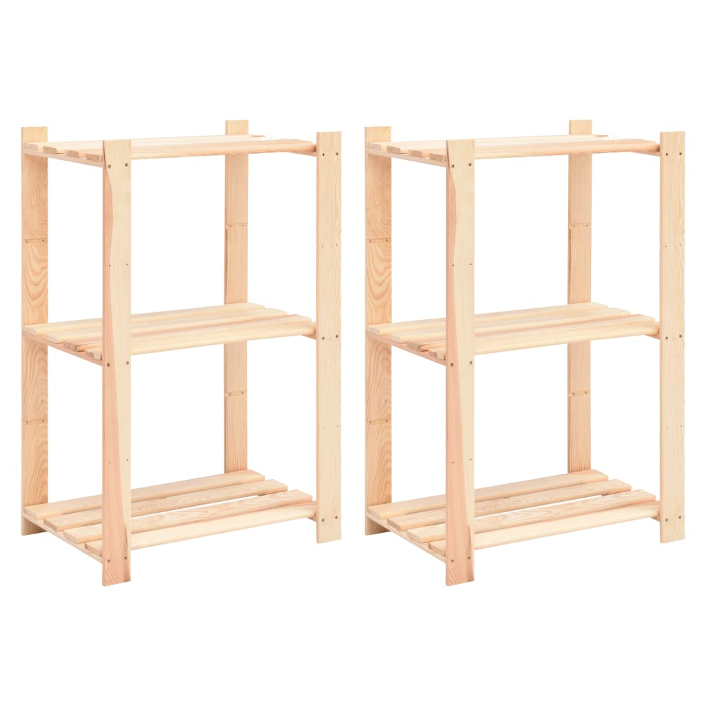 vidaXL Regály s 3 policami 2 ks 60x38x90 cm borovicový masív 150 kg