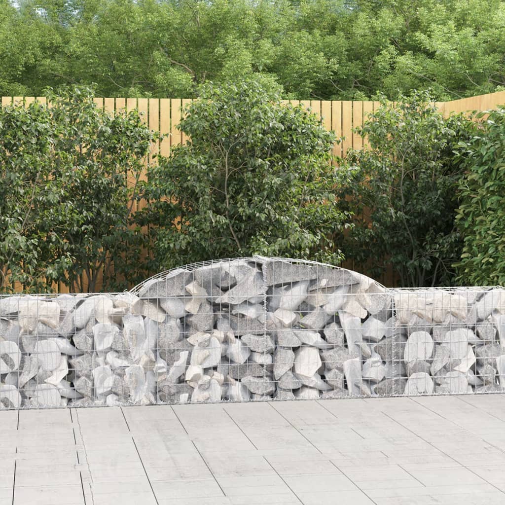 vidaXL Oblúkový gabionový kôš 11 ks 300x30x60/80 cm pozinkované železo