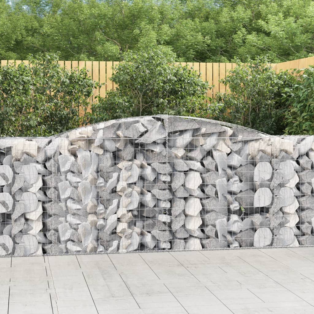 vidaXL Oblúkové gabiónové koše 7ks 400x50x100/120cm pozinkované železo