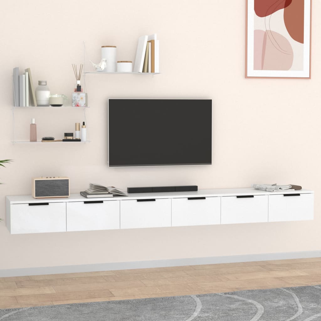 vidaXL Nástenné skrinky 2 ks biele 102x30x20 cm spracované drevo