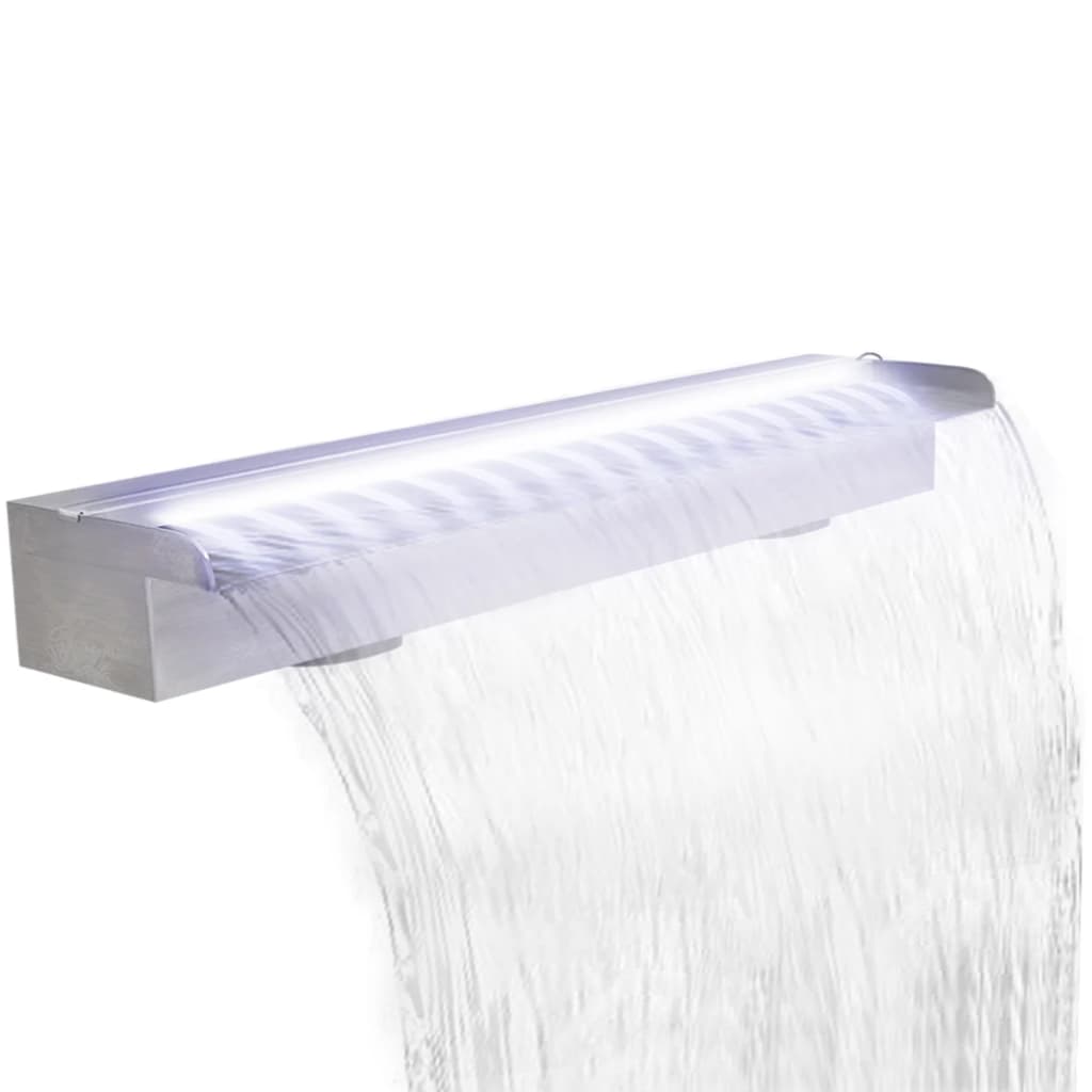 vidaXL Obdĺžniková bazénová fontána/vodopád s LED, nehrdzavejúca oceľ 90 cm