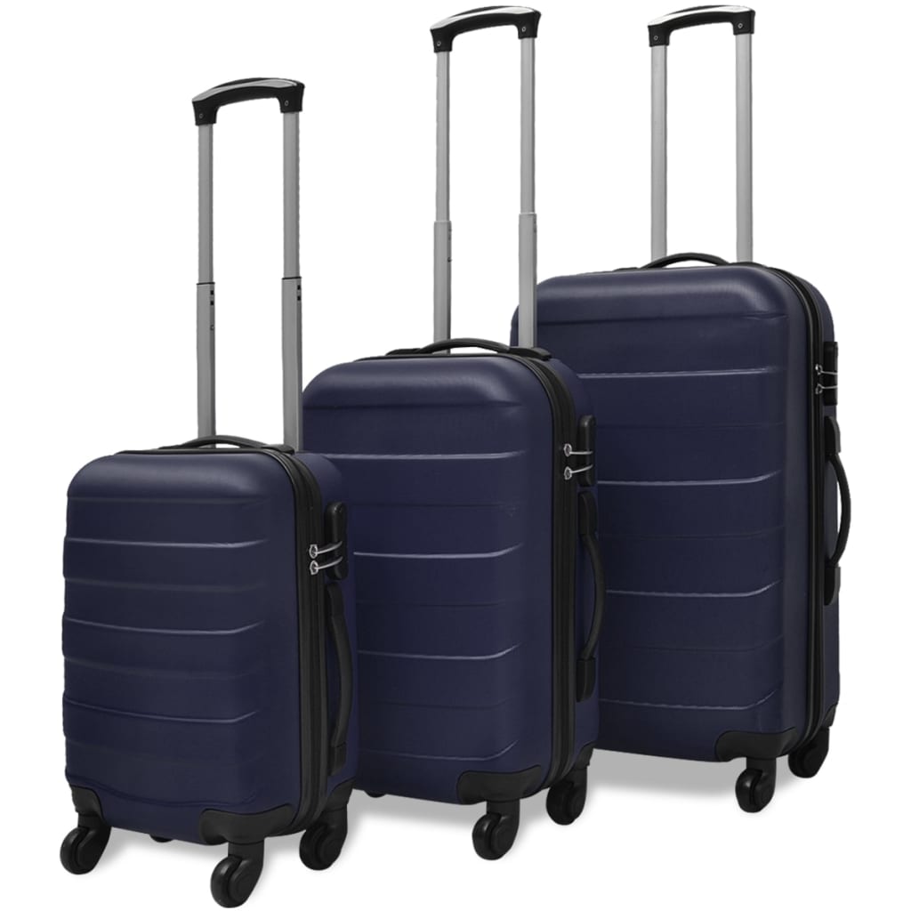 vidaXL Sada 3 škrupinových kufrov s kolieskami, modrá 45,5/55/66 cm