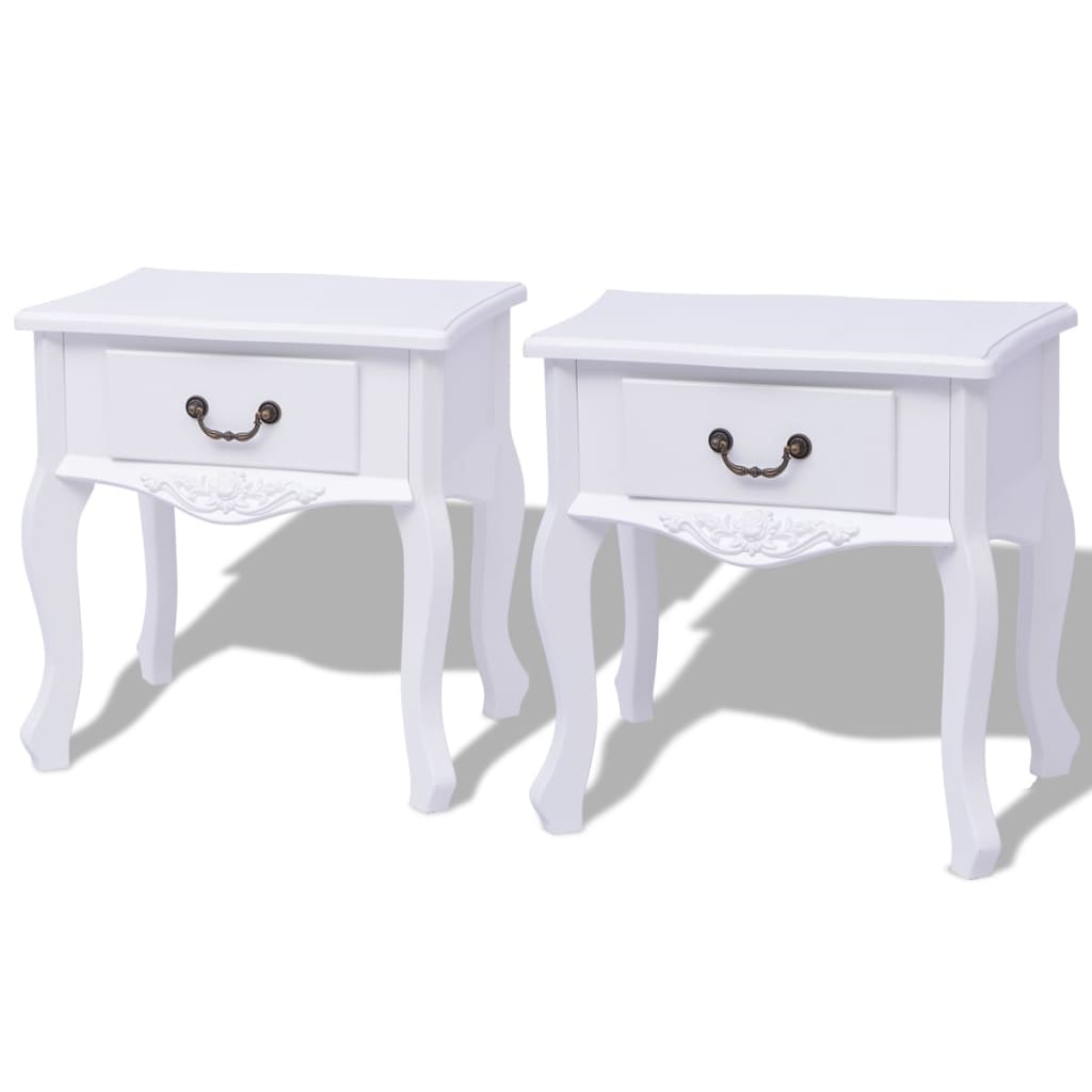 vidaXL Nočné stolíky, 2 ks, MDF, biele