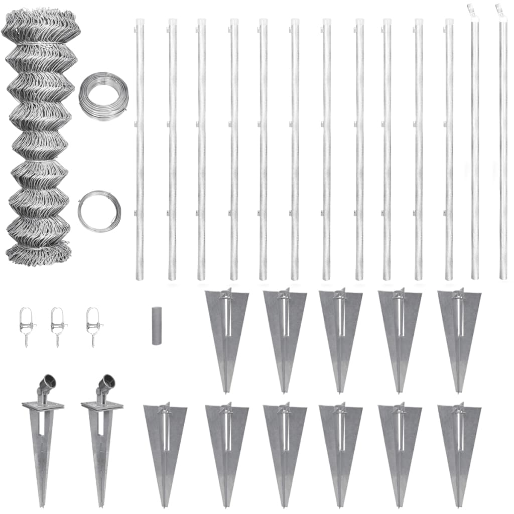 vidaXL Drôtené pletivo+stĺpiky a hroty, pozinkovaná oceľ 25x1,5 m