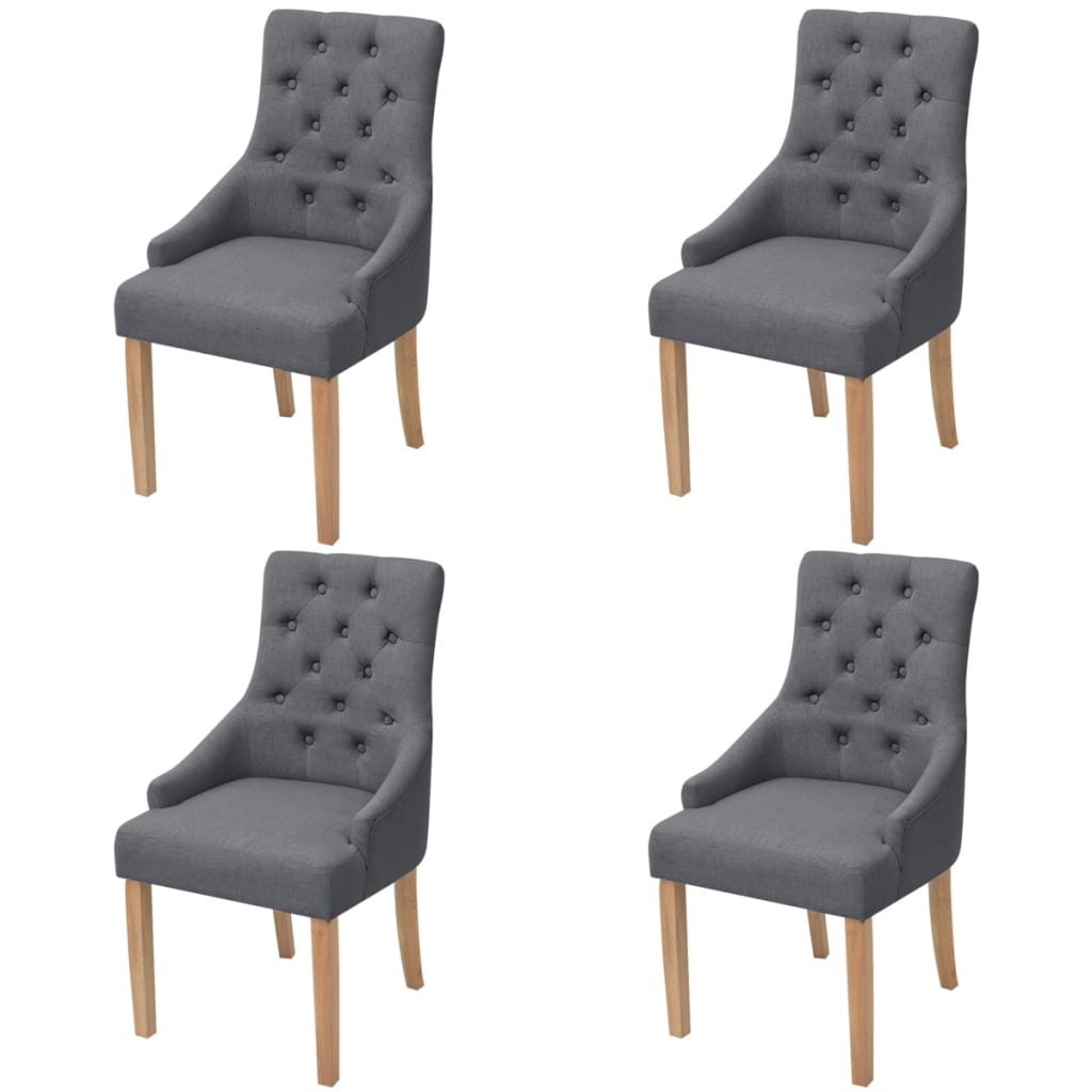 vidaXL Jedálenské stoličky 4 ks, tmavosivé, látka