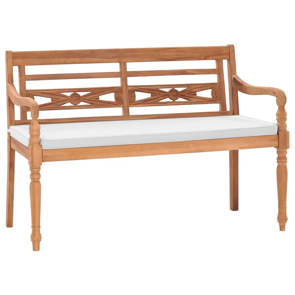 vidaXL Lavička Batavia s podložkami 120 cm, tíkové drevo