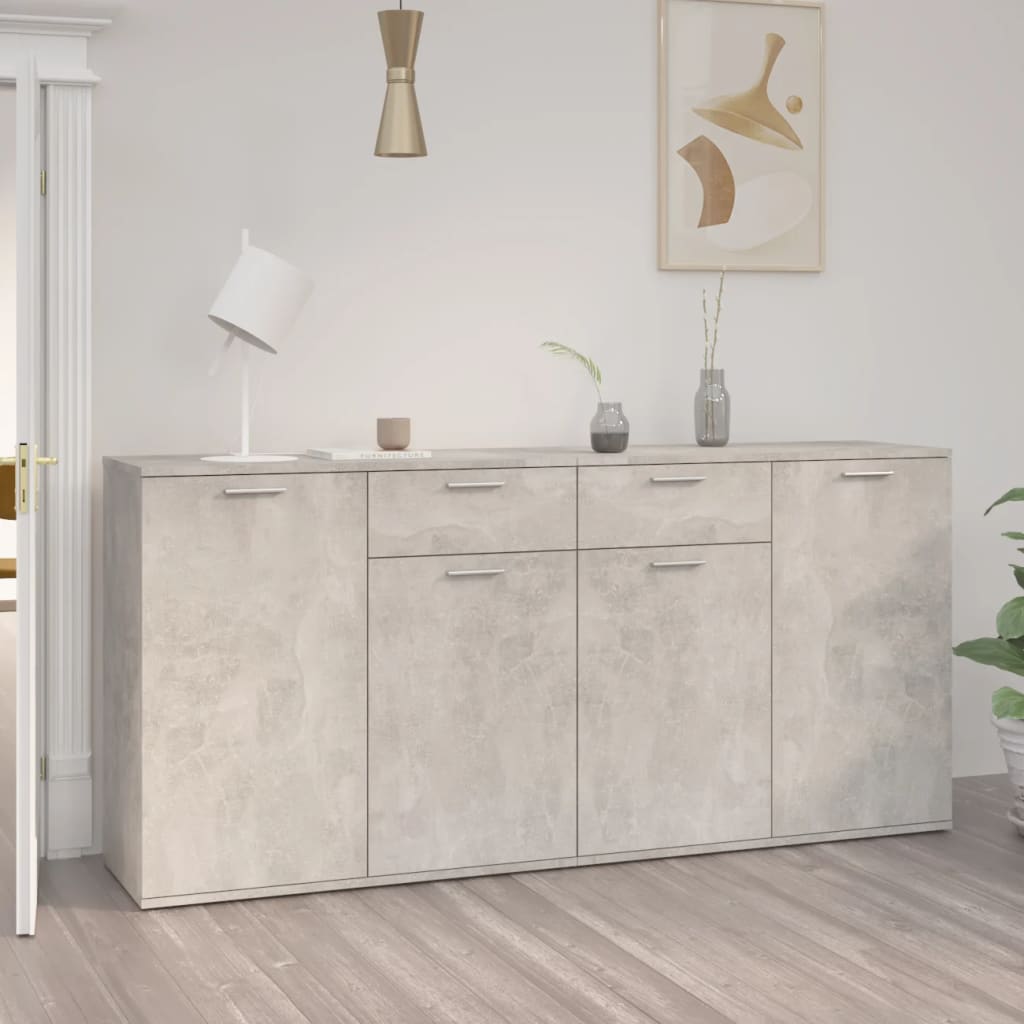 vidaXL Komoda betónová sivá 160x36x75 cm drevotrieska