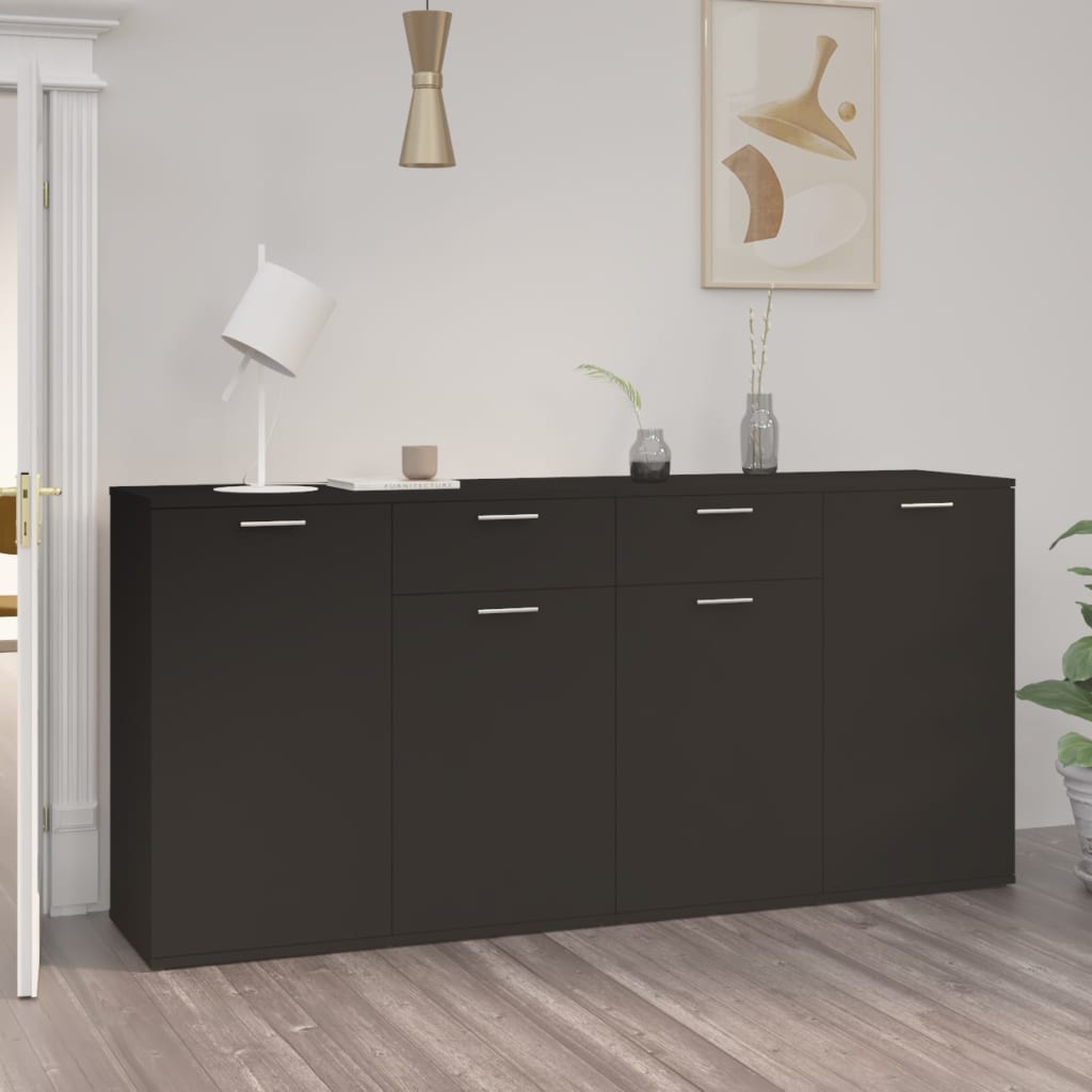 vidaXL Komoda čierna 160x36x75 cm drevotrieska