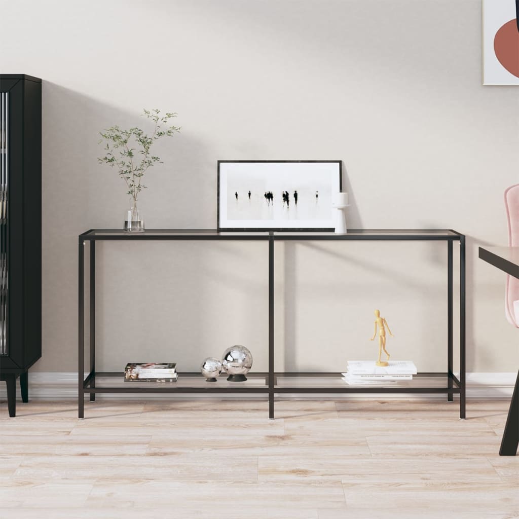 vidaXL Konzolový stolík priehľadný 160x35x75,5 cm tvrdené sklo