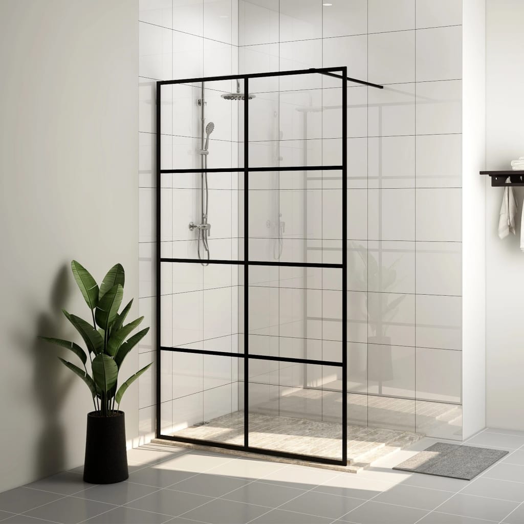 vidaXL Sprchová zástena z priehľadného ESG skla 90x195 cm čierna