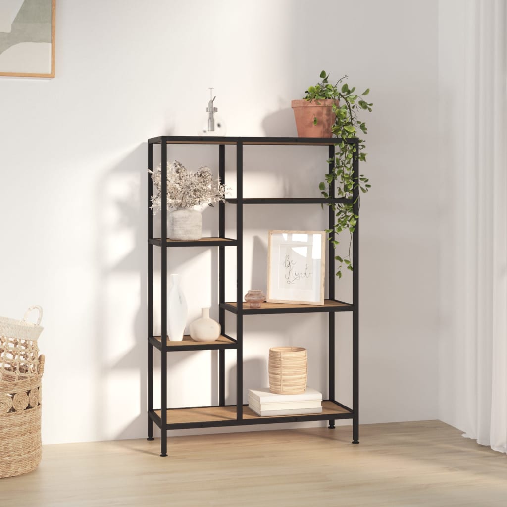 vidaXL Knižnica 80x30x120 cm oceľ a sprac. drevo