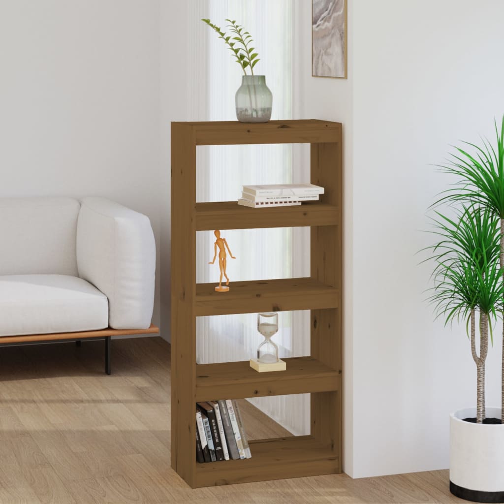 vidaXL Knižnica/deliaca stena medová 60x30x135,5 cm masívna borovica