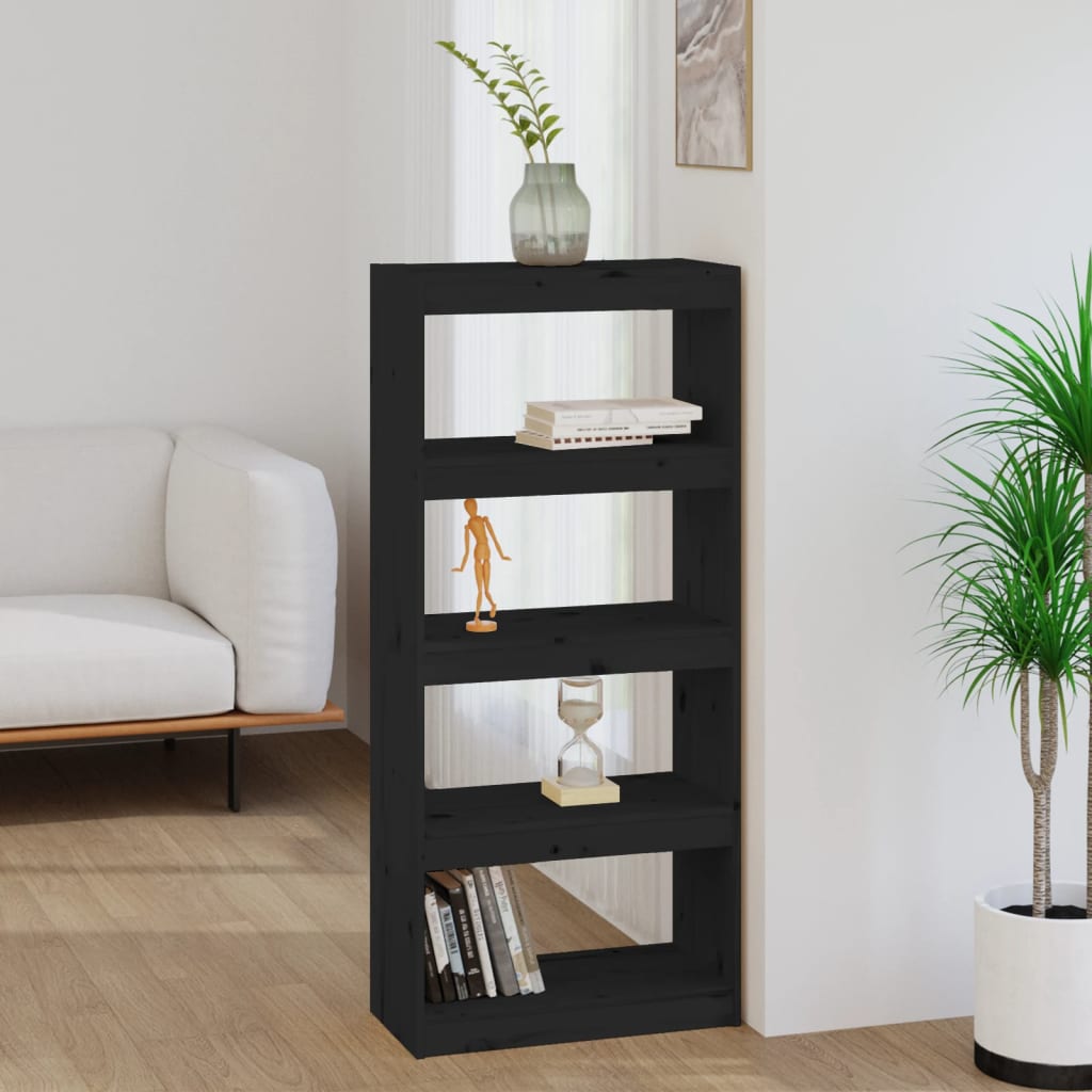 vidaXL Knižnica/deliaca stena biela 60x30x135,5 cm masívna borovica