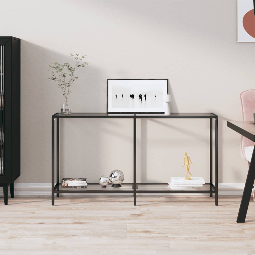 vidaXL Konzolový stolík priehľadný 140x35x75,5 cm tvrdené sklo