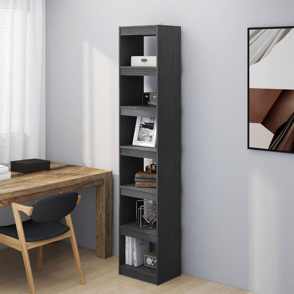 vidaXL Knižnica/deliaca stena sivá 40x30x199 cm masívna borovica