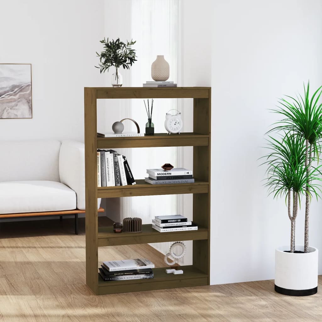 vidaXL Knižnica/deliaca stena medová 80x30x135,5 cm masívna borovica