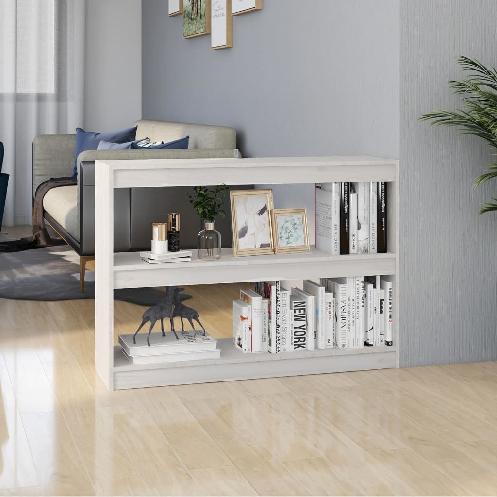 vidaXL Knižnica/deliaca stena biela 100x30x71,5 cm borovica