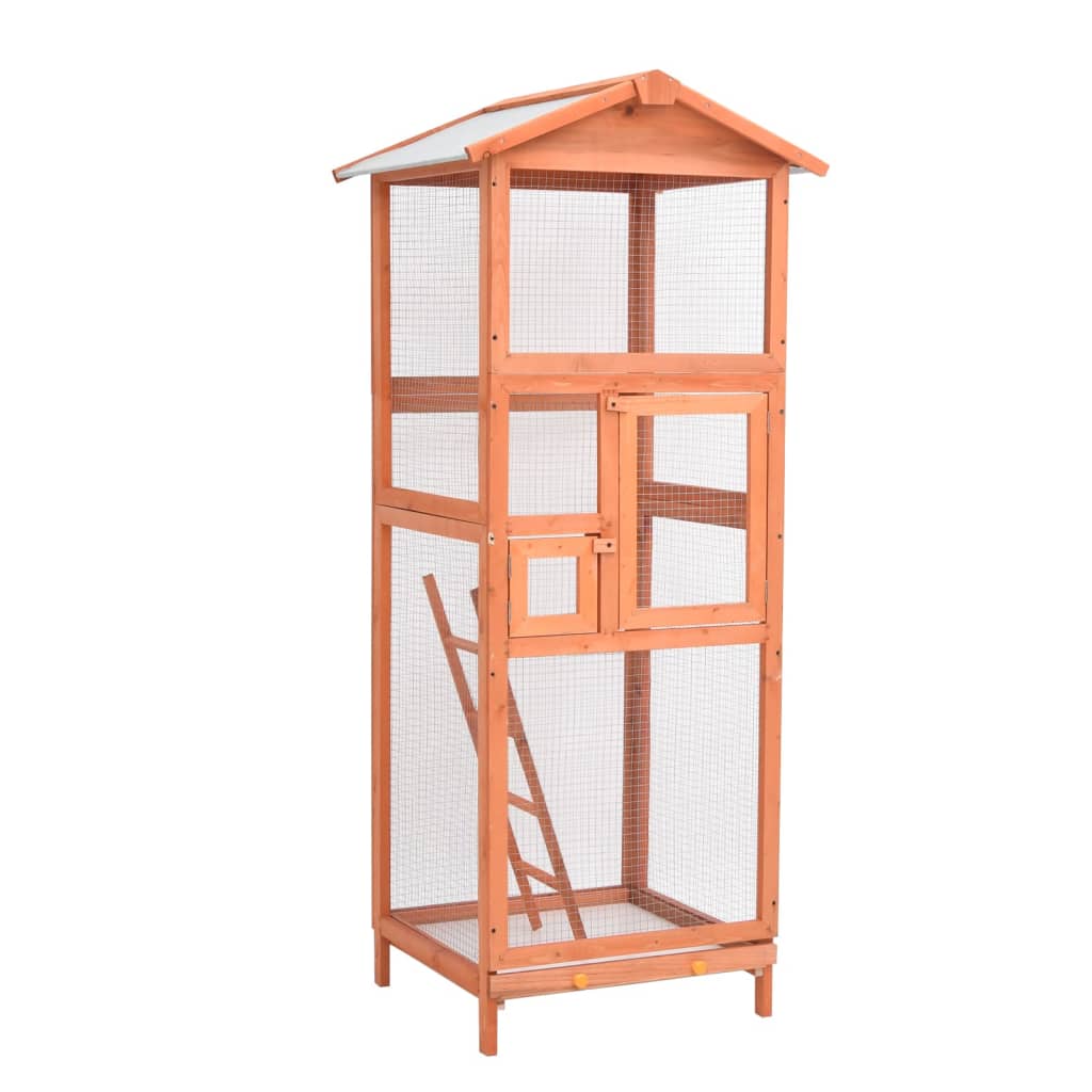 vidaXL Záhradná klietka pre vtáky 68x62x166 cm jedľový masív