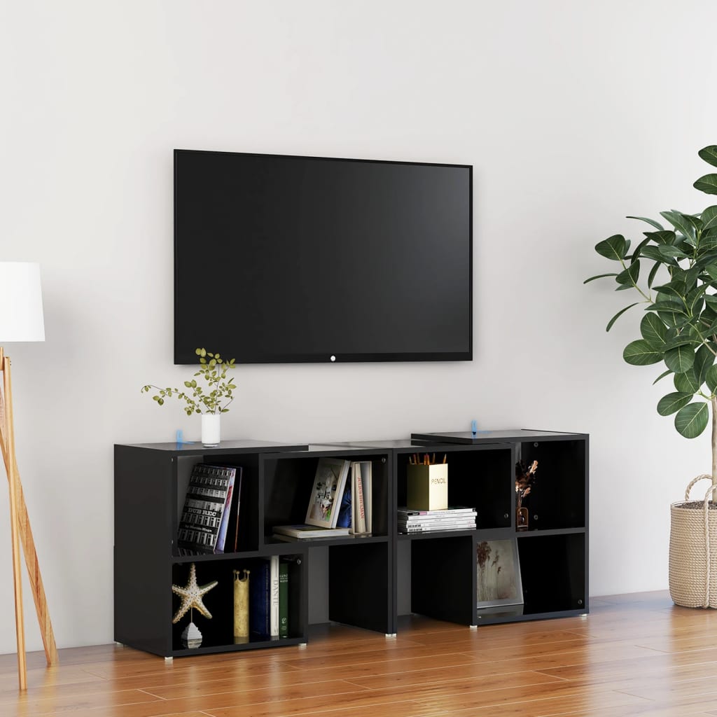 vidaXL TV skrinka, lesklá čierna 104x30x52 cm, kompozitné drevo