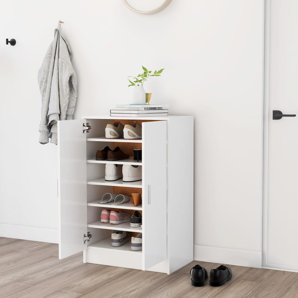 vidaXL Skrinka na topánky biela 60x35x92 cm drevotrieska