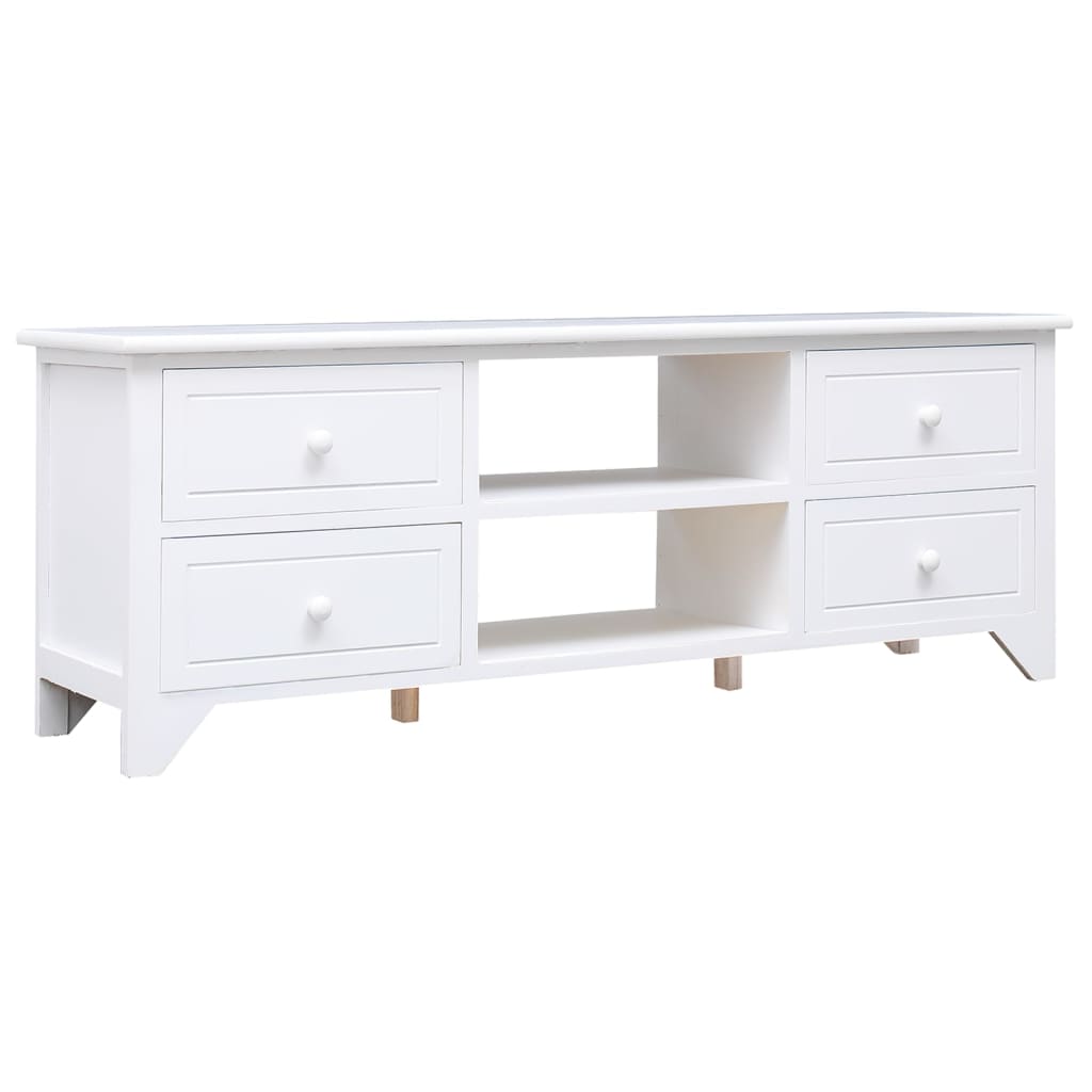 vidaXL TV skrinka biela 108x30x40 cm masívne drevo paulovnie
