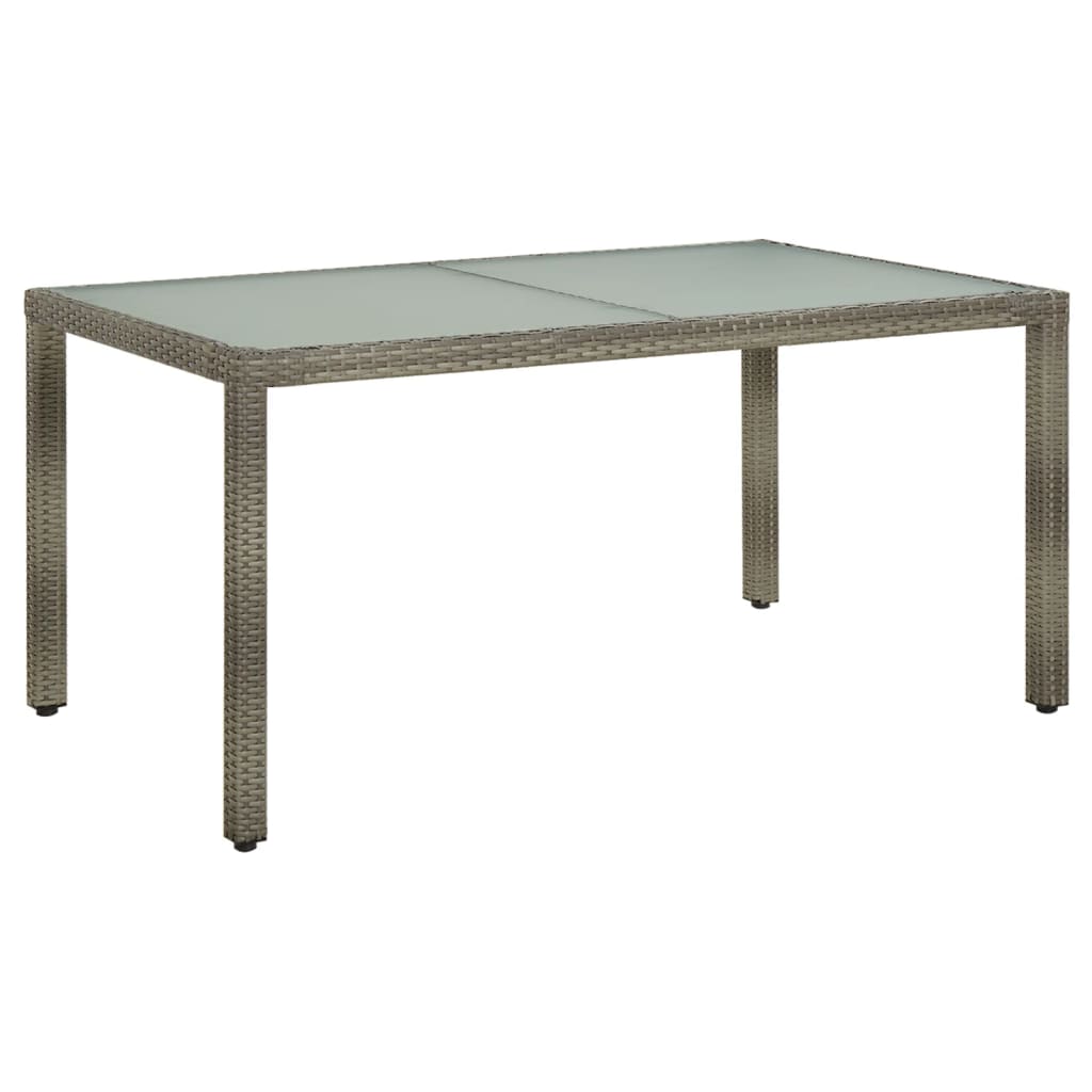 vidaXL Záhradný stôl 150x90x75 cm tvrdené sklo a polyratan sivý