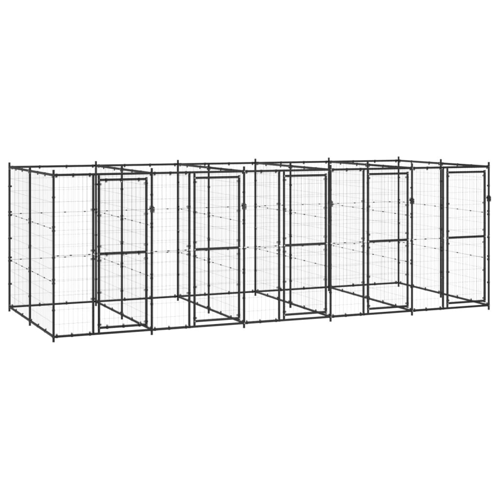 vidaXL Vonkajšia voliéra pre psy oceľová 12,1 m²