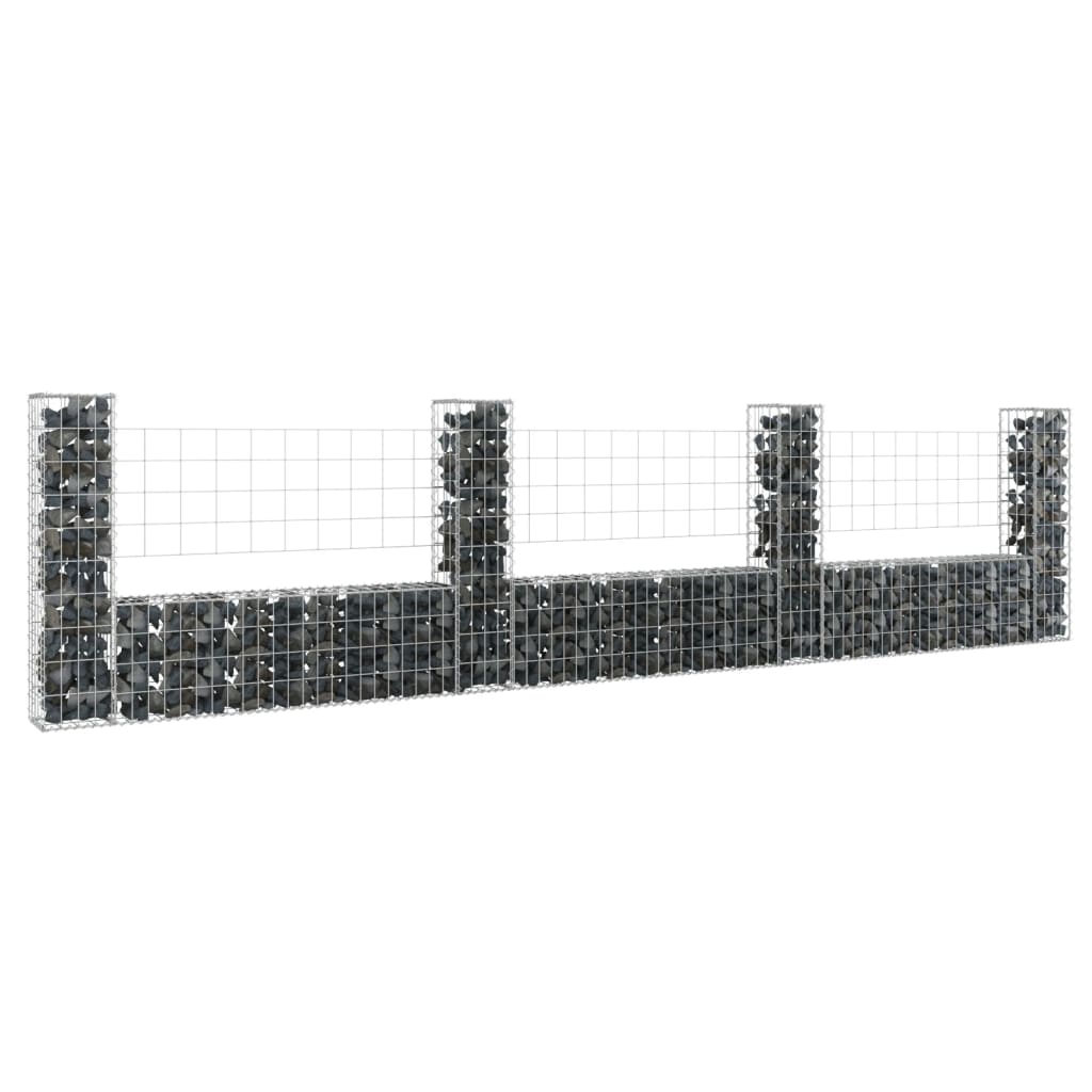 vidaXL Železný gabiónový kôš v tvare U so 4 stĺpmi 380x20x100 cm