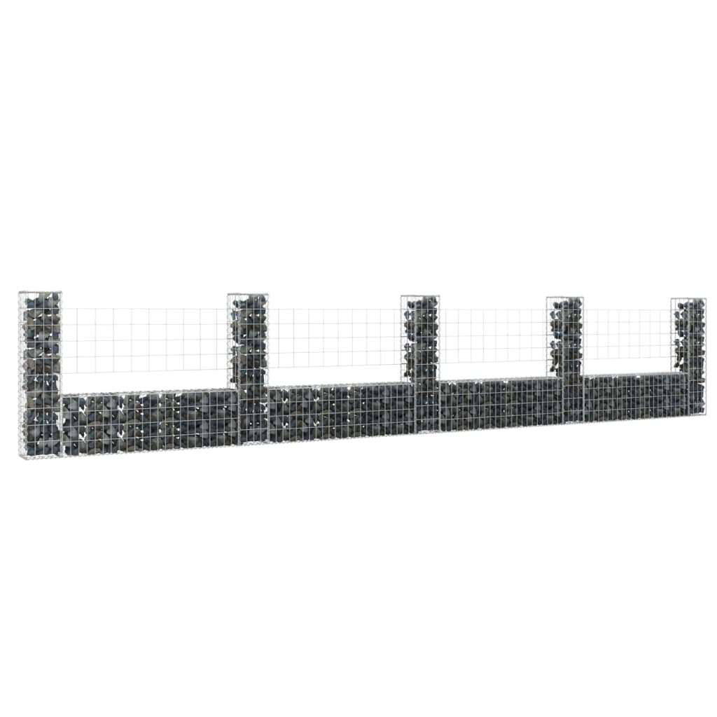 vidaXL Železný gabiónový kôš v tvare U s 5 stĺpmi 500x20x100 cm