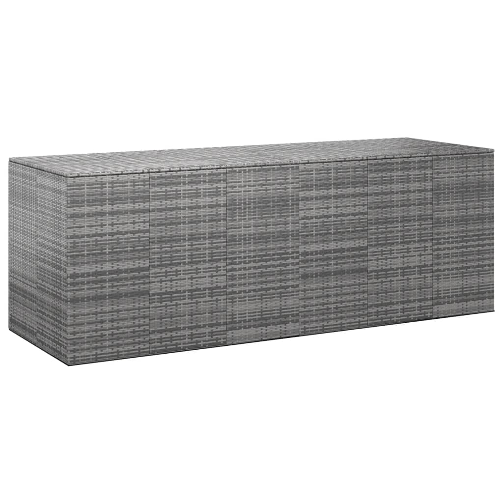 vidaXL Záhradný box na vankúše z polyratanu 291x100,5x104 cm sivý