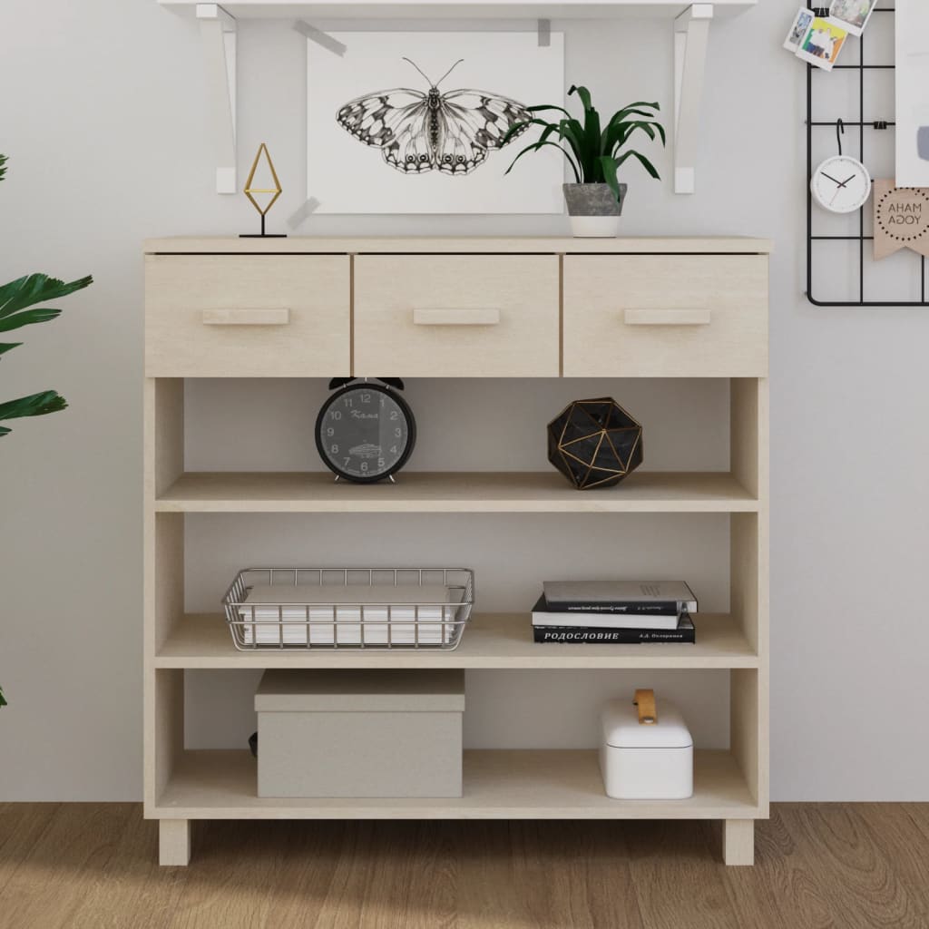 vidaXL Konzolový stolík HAMAR, medovo hnedý 90x35x90 cm, borovica