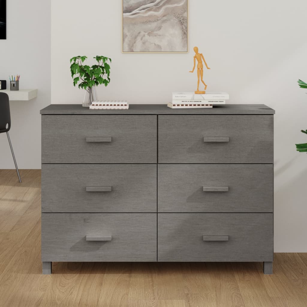 vidaXL Komoda HAMAR, svetlosivá 113x40x80 cm, borovicový masív