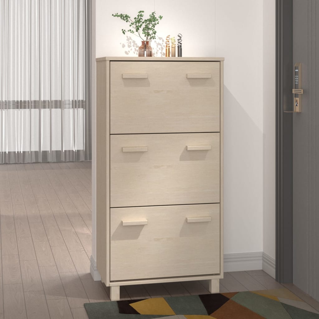 vidaXL Skrinka na topánky HAMAR, medovo hnedá 59,5x35x117 cm, borovica