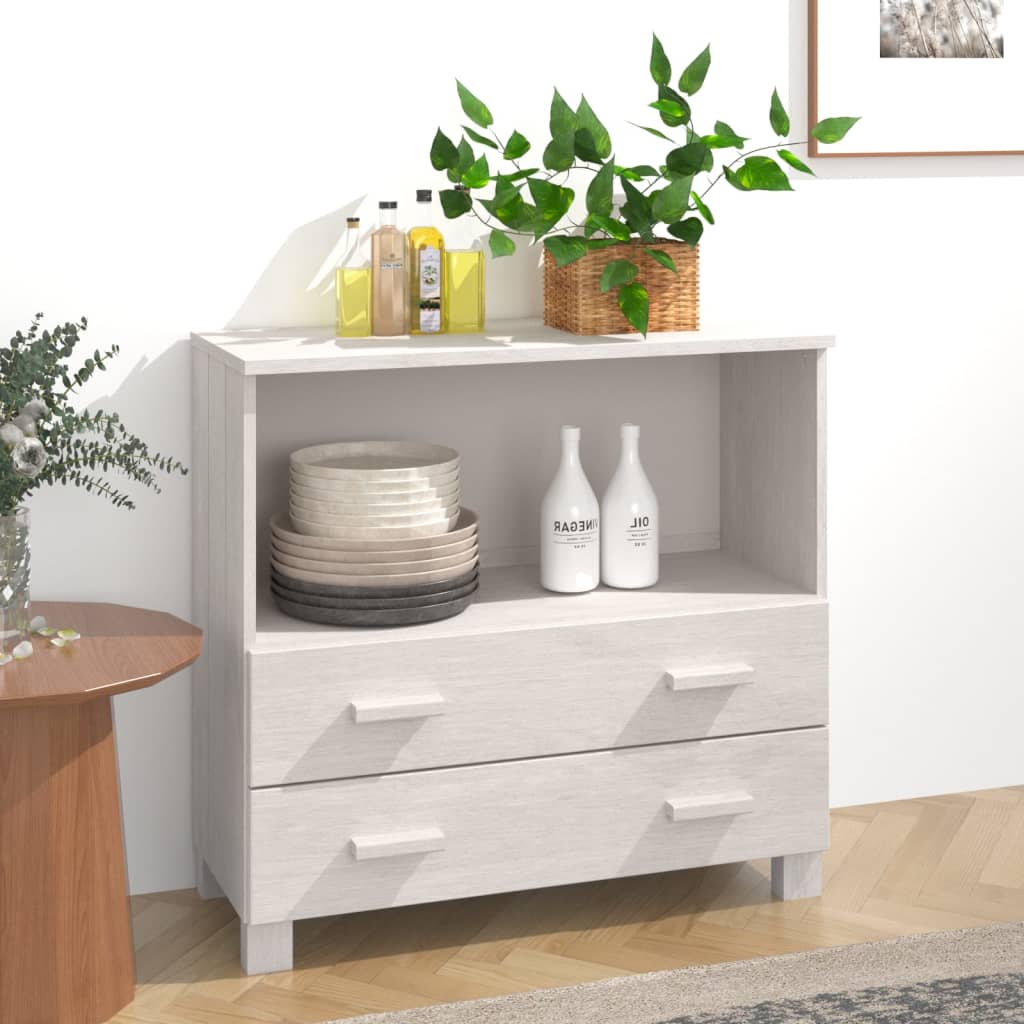 vidaXL Komoda HAMAR, biela 85x35x80 cm, borovicový masív