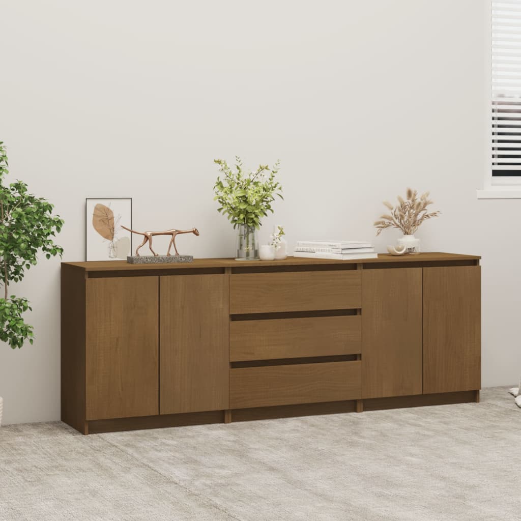 vidaXL Bočná skrinka medovohnedá 180x36x65 cm borovicový masív