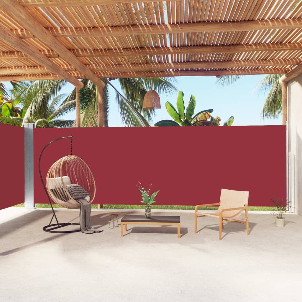 vidaXL Zaťahovacia bočná markíza červená 200x1000 cm