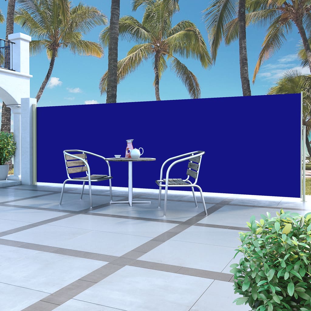 vidaXL Zaťahovacia bočná markíza na terasu 160x500 cm modré
