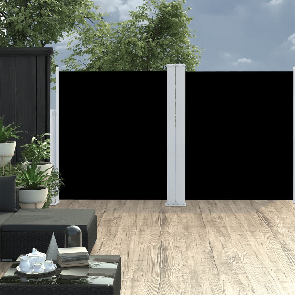 vidaXL Zaťahovacia bočná markíza čierna 140x600 cm