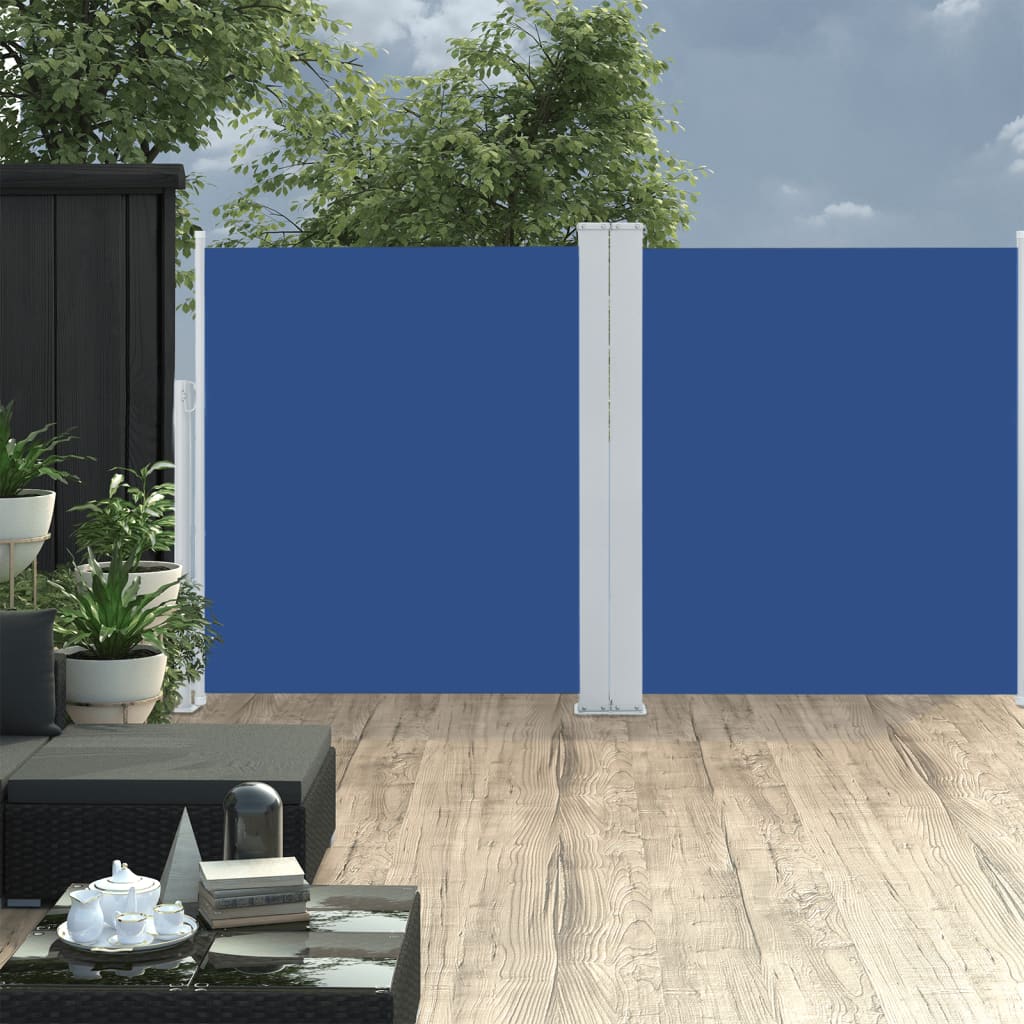 vidaXL Zaťahovacia bočná markíza modrá 140x600 cm