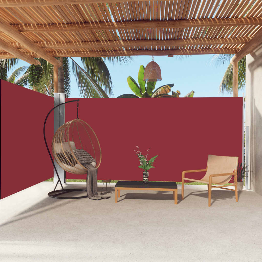 vidaXL Zaťahovacia bočná markíza červená 180x600 cm
