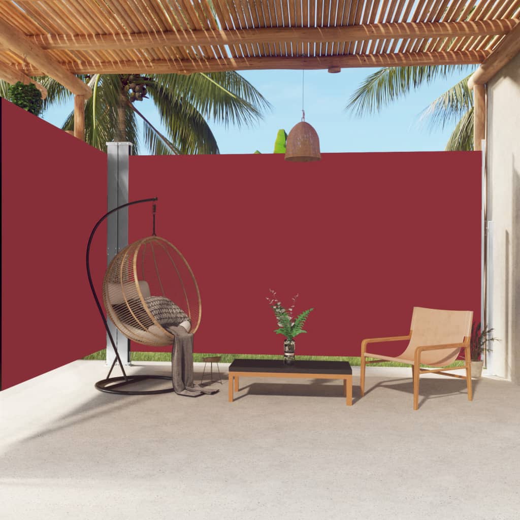 vidaXL Zaťahovacia bočná markíza červená 220x600 cm