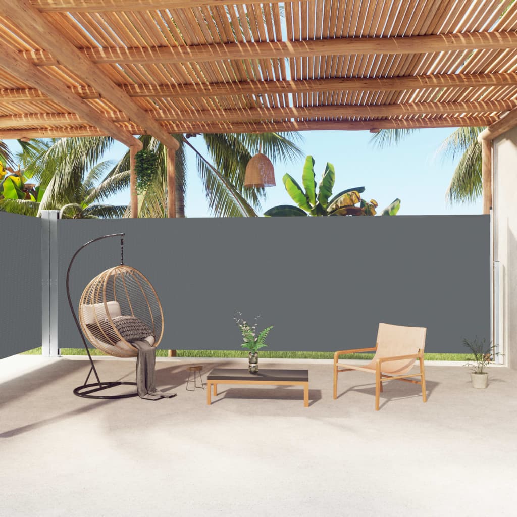 vidaXL Zaťahovacia bočná markíza antracitová 200x1000 cm