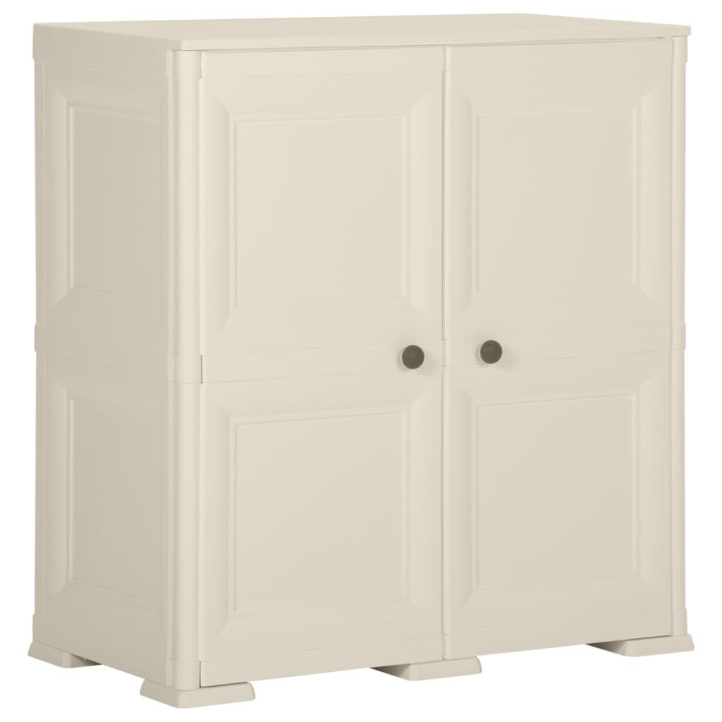 vidaXL Plastová skrinka 79x43x85,5 cm, drevený dizajn, vanilková