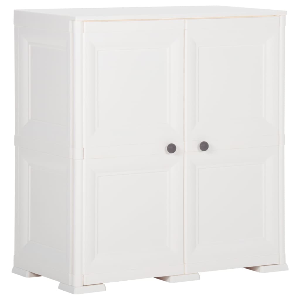 vidaXL Plastová skrinka 79x43x85,5 cm, drevený dizajn, angorská biela