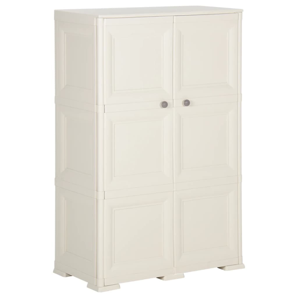 vidaXL Plastová skrinka 79x43x125 cm, drevený dizajn, vanilková