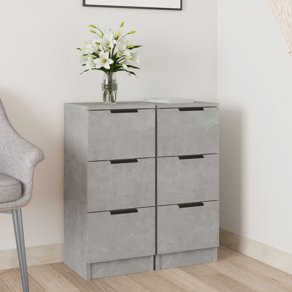 vidaXL Komody 2 ks betónové sivé 30x30x70 cm spracované drevo