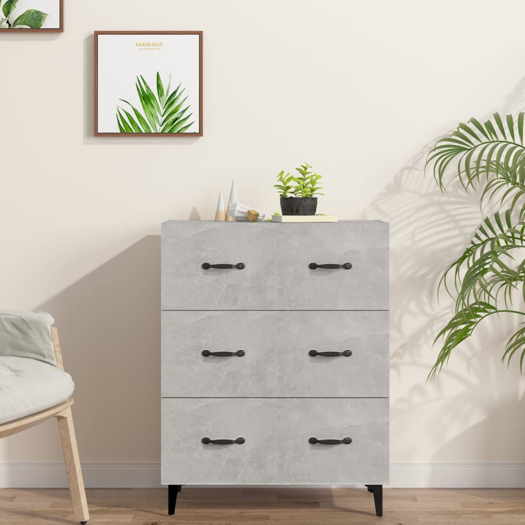 vidaXL Komoda betónovo sivá 69,5x34x90 cm kompozitné drevo