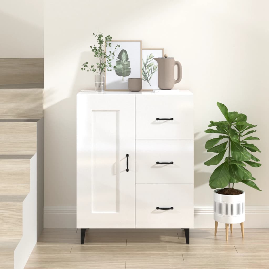 vidaXL Komoda lesklá biela 69,5x34x90 cm spracované drevo