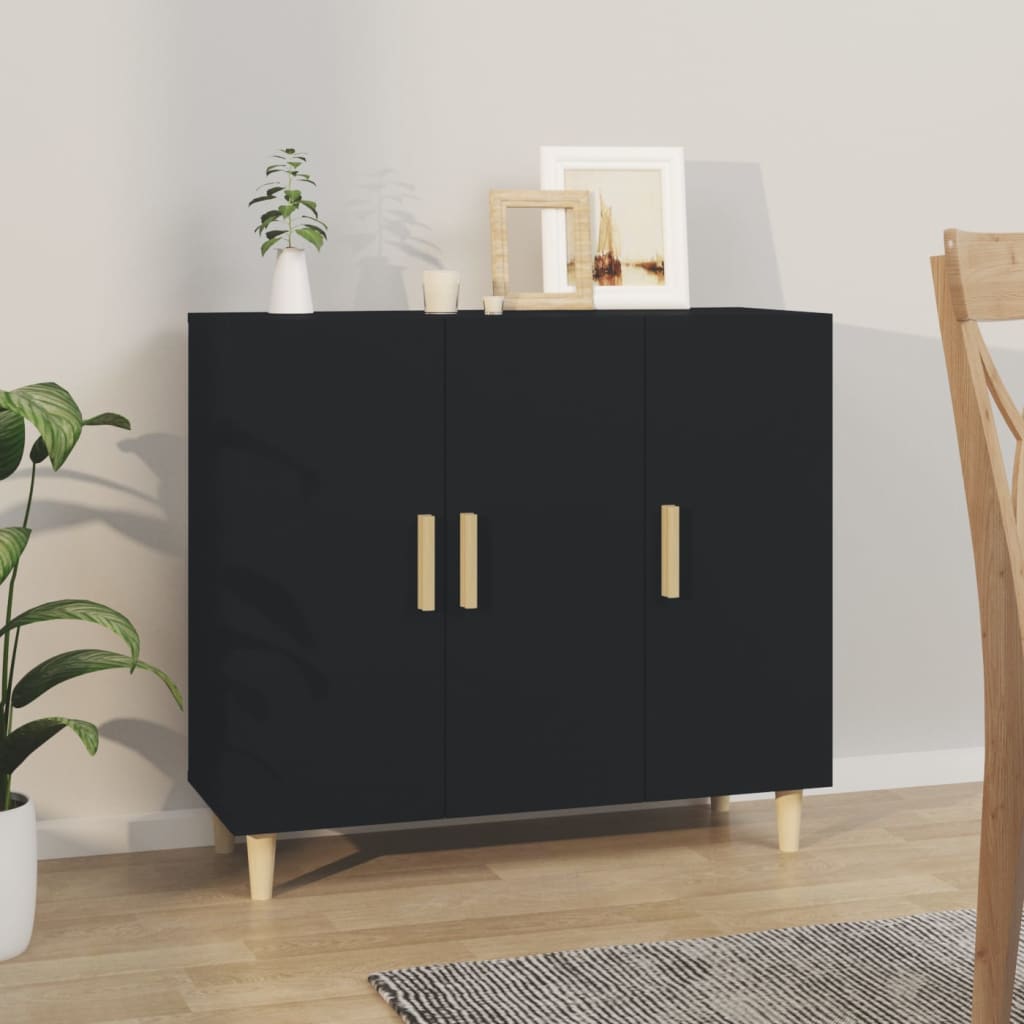 vidaXL Komoda čierna 90x34x80 cm kompozitné drevo